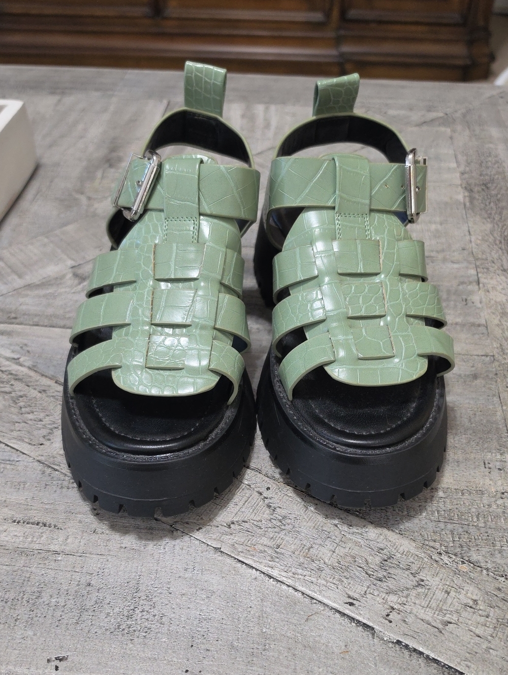 ASOS Design Chunky Platform Fisherman Sandals in Sage Green
